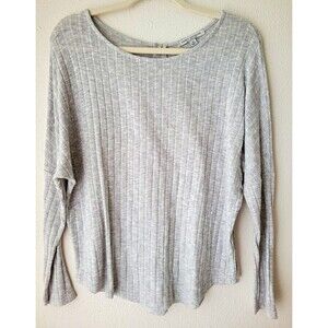 Green Envelope Gray Ribbed Knit Oversized Dolman Long Sleeve Top Womens M
